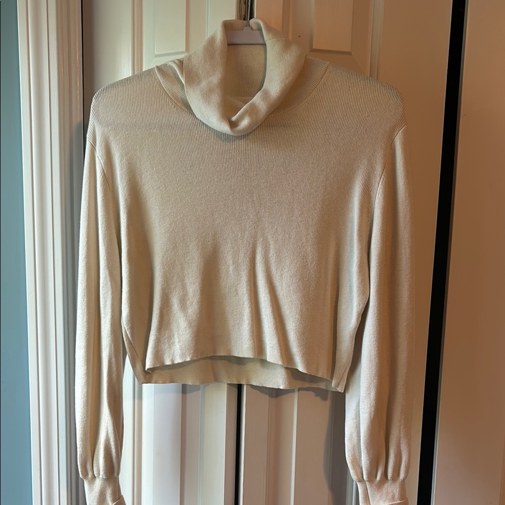 Aritzia Cream Ribbed Knit Sweater